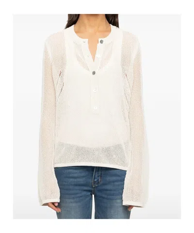 Zadig & Voltaire Womens Vanille Mandala Button-neck Cotton-blend Henley Jumper In Neutral