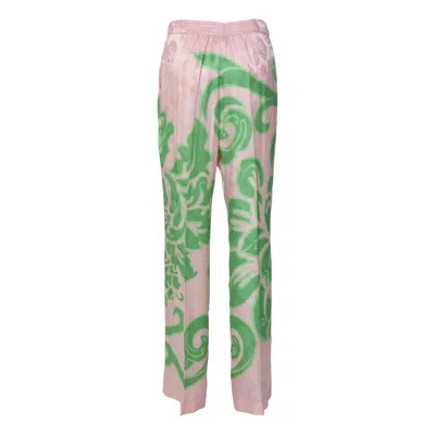 Etro Wide Printed Trousers In Silk Blend In Pink