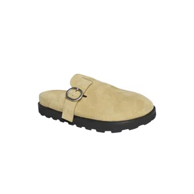 Jil Sander Camel Suede Flat Sabot In Brown