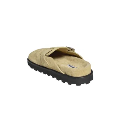 Jil Sander Camel Suede Flat Sabot In Brown