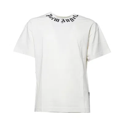 Palm Angels Neck Logo Printed T-shirt In White
