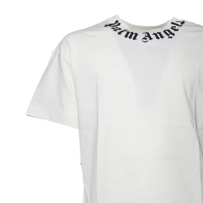 Palm Angels Neck Logo Printed T-shirt In White