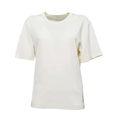 Lemaire Rib Minimalist Classic Crew Neck Cotton T-shirt In Metallic