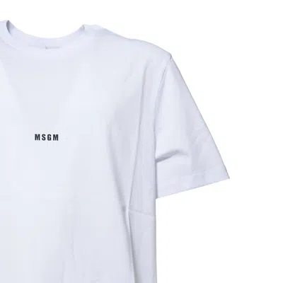Msgm Cotton T-shirt With Logo In White