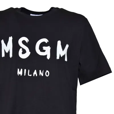 Msgm Cotton Logo T-shirt In Black