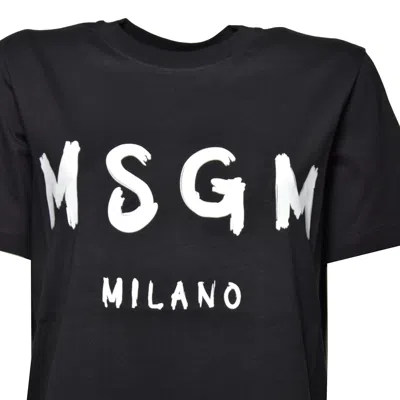 Msgm Cotton Logo T-shirt In Black