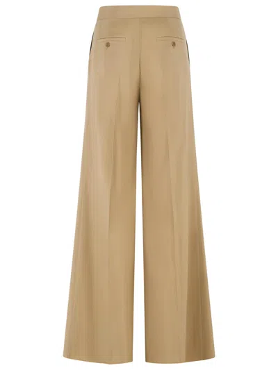 Max Mara Bronte Virgin Wool Blend Wide Leg Pants In Brown