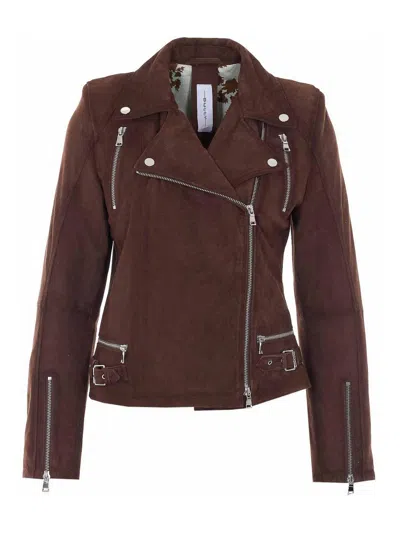Bully Suede Biker Jacket In Brown