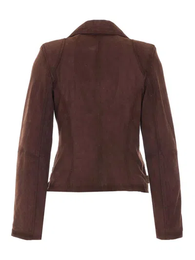 Bully Suede Biker Jacket In Brown