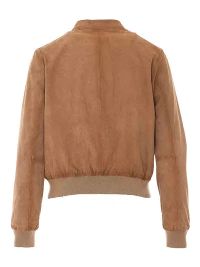Bully Suede Bomber Jacket In Brown