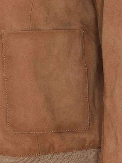 Bully Suede Bomber Jacket In Brown