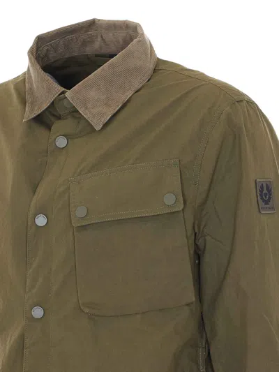 Belstaff Ground Corduroy-collar Cotton Jacket In Green