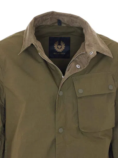 Belstaff Ground Corduroy-collar Cotton Jacket In Green