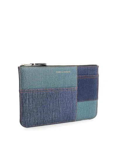 Comme Des Garçons Patchwork Pouch In Blue