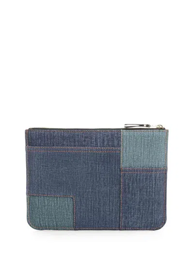 Comme Des Garçons Patchwork Pouch In Blue