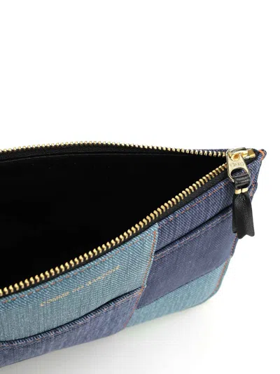 Comme Des Garçons Patchwork Pouch In Blue
