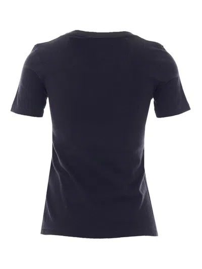 Chloé Women Black Crewneck T-shirt With Maxi Logo Print On The Front In Cotton Woman In Black