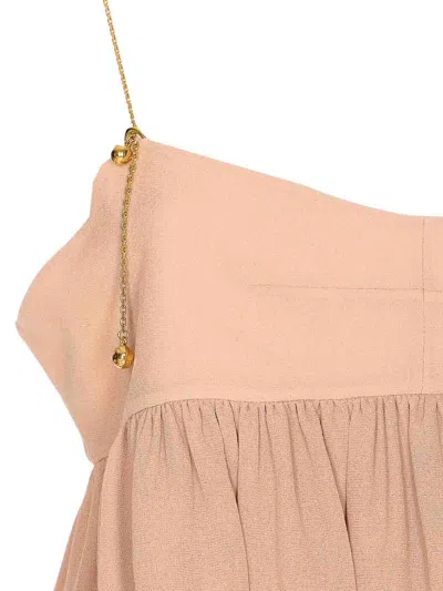 Chloé Tiered Ruffle Organic Silk Georgette Babydoll Top In Nude