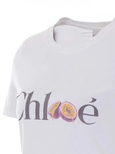 Chloé Baby Fit T-shirt In Cotton Jersey With Passion Fruit Print In White