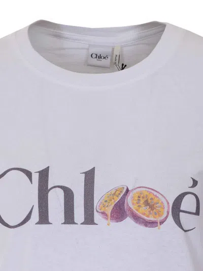 Chloé Baby Fit T-shirt In Cotton Jersey With Passion Fruit Print In White