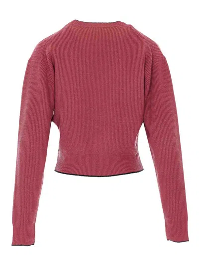 Chloé Short And Fitting Pullover With Wool Logo In Pink