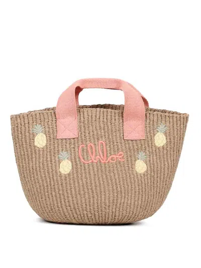 Chloé Logo-embroidered Tote Bag In Brown