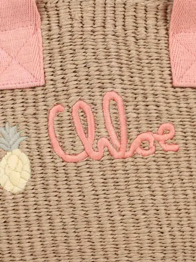 Chloé Logo-embroidered Tote Bag In Brown