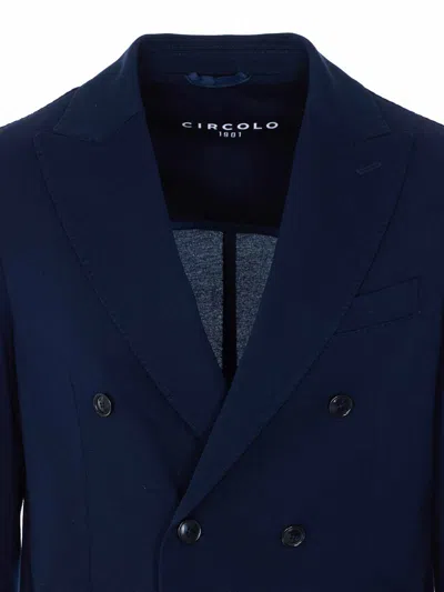 Circolo 1901 Double Breasted Jacket Structured Shoulders In Blue