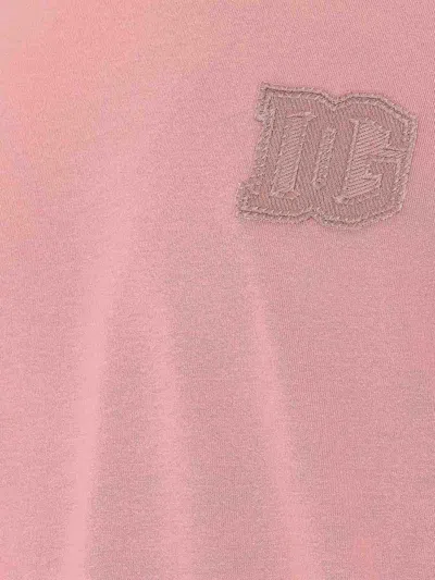 Dolce & Gabbana Cotton T-shirt With Patch In Pink