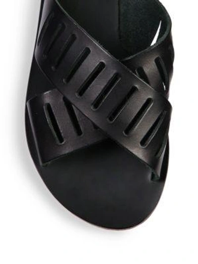 Shop Ancient Greek Sandals Thais Column Leather Crossover Slides In Black