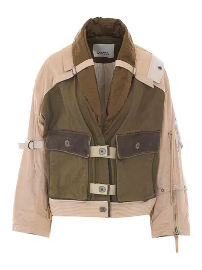 Isabel Marant Julissa Leather-trimmed Organic Cotton Jacket In Multi