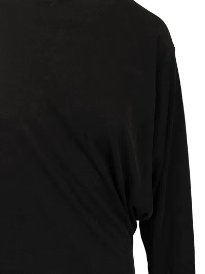Jacquemus Black La Robe Mistral Crew Neck Dress With Long Sleeves And Open Back In Viscose Blend Women