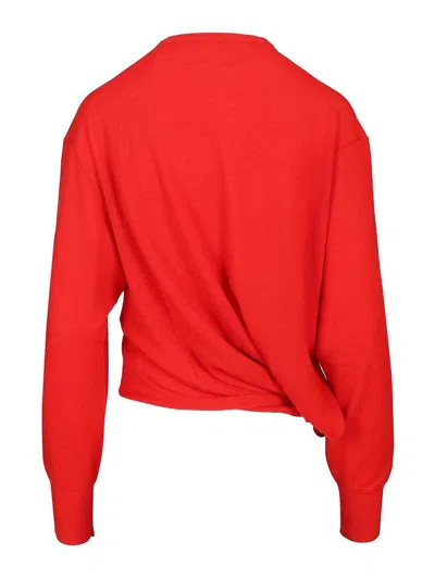 Loewe Womens Logo-embroidered Twisted-side Wool Jumper Xs In Red