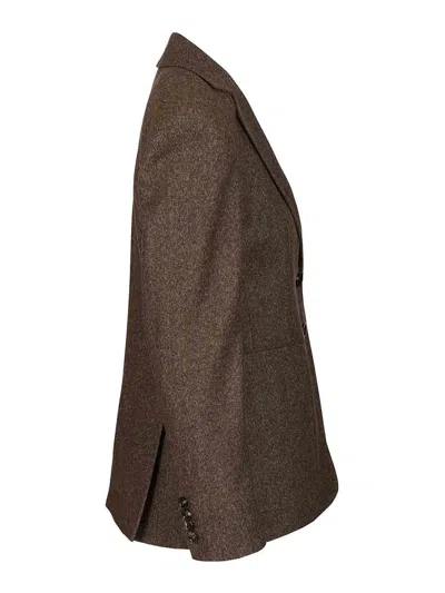 Max Mara Wool Tweed Jacket In Brown