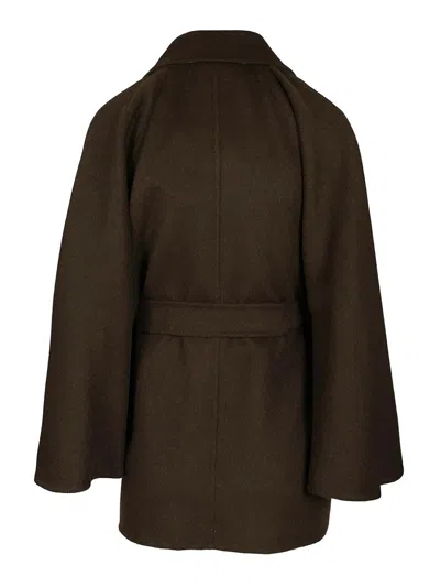 Max Mara Short Robe Coat In Brown