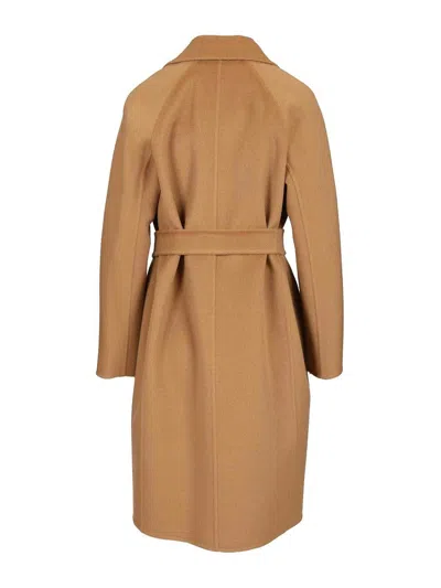 Max Mara Wool Cashmere Silk Wrap Coat In Neutral