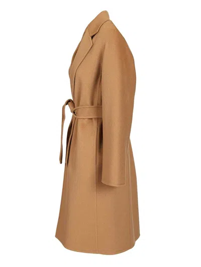 Max Mara Wool Cashmere Silk Wrap Coat In Neutral