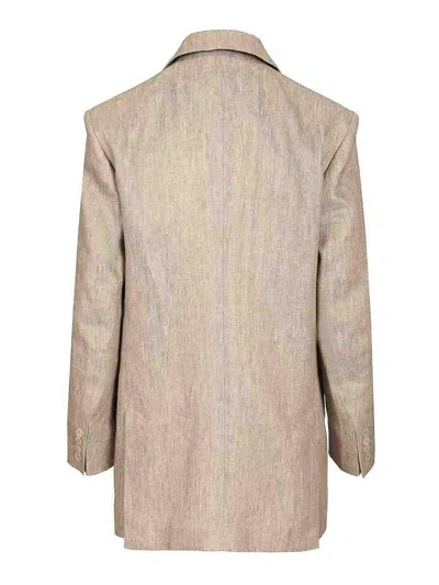 Max Mara Chic Mottled Linen Twill Blazer - Straight Fit With Peak-lapel Collar In Multi