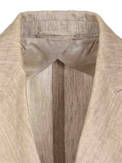 Max Mara Chic Mottled Linen Twill Blazer - Straight Fit With Peak-lapel Collar In Multi