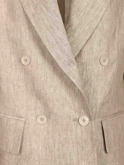 Max Mara Chic Mottled Linen Twill Blazer - Straight Fit With Peak-lapel Collar In Multi