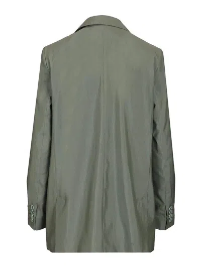 Max Mara Double-breasted Linen Blazer With Pointed Lapels In Green
