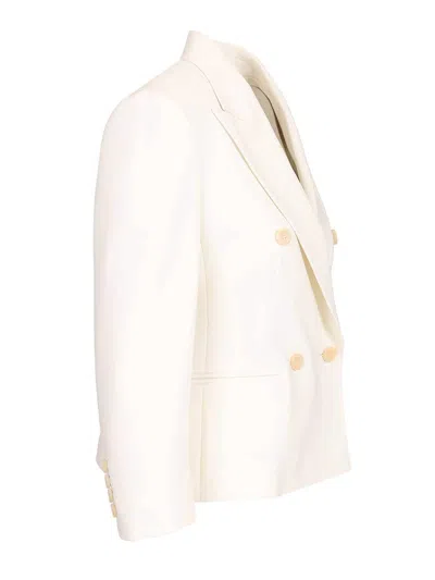 Max Mara Double-breasted Virgin-wool Blazer In White