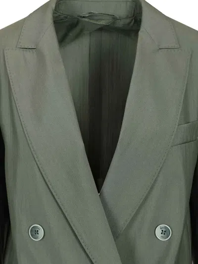 Max Mara Double-breasted Linen Blazer With Pointed Lapels In Green