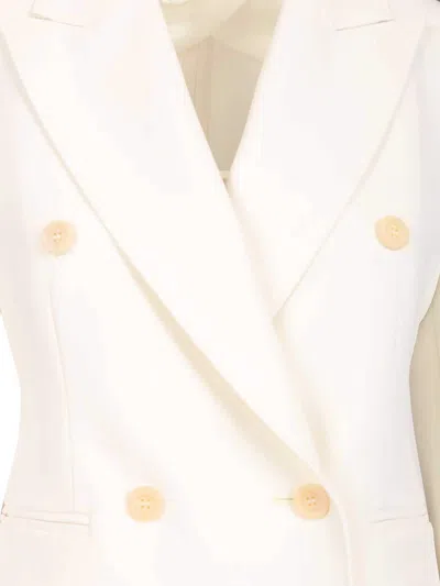 Max Mara Double-breasted Virgin-wool Blazer In White