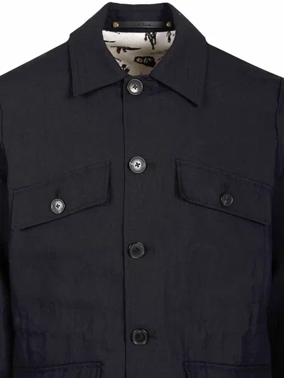 Paul Smith Linen Field Jacket In Multi