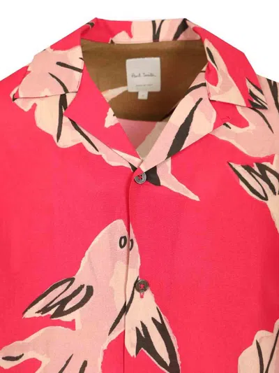Paul Smith Flowing Oversized Short-sleeve Shirt With Abstract Bird Print In Red