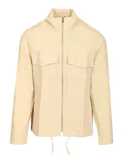 Paul Smith Ecru Linen Patch-pocket Drawstring Jacket White In Nude