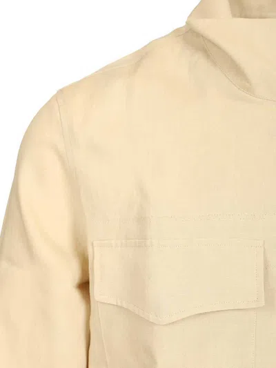 Paul Smith Ecru Linen Patch-pocket Drawstring Jacket White In Nude