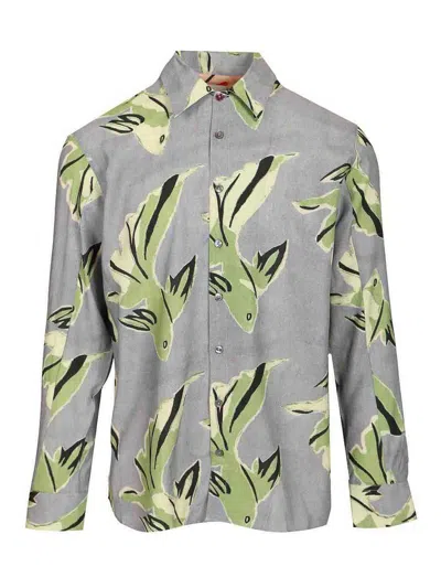 Paul Smith Print Buttoned Shirt In Gray
