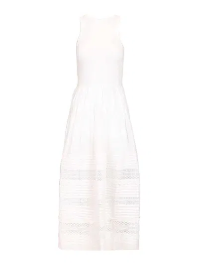 Polo Ralph Lauren Womens White Sleeveless Lace-trim Stretch-cotton Tank Dress